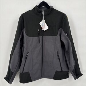 North End Men's 3 Layer Jacket Black Size‎ L Peroni Italy Logo Water Resistant